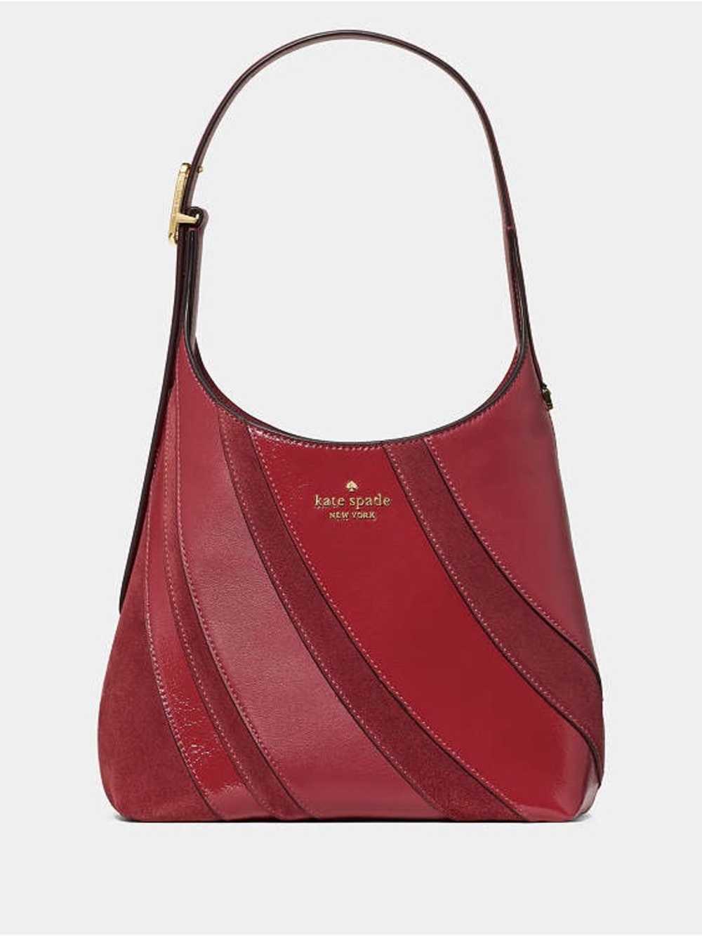 Kate Spade 454 Suede Mix Small Shoulder Bag Red Jasper